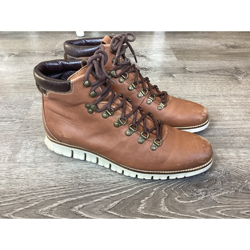 Cole Haan Zerogrand Mens 10.5 M Ankle Leather Hiker Boots Woodbury/Ivory